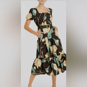 Mestiza Black Floral Midi Dress